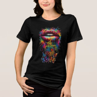 T-shirt En Tri-matière The Heart Has No Sides Rainbow Dripping Lips Pop A