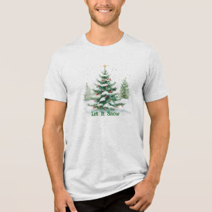 T-shirt En Tri-matière Thème de Noël Arbre de Noël Laisser Neige