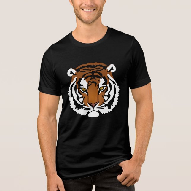 T-shirt En Tri-matière Tigre, chat sauvage sur noir (Recto)