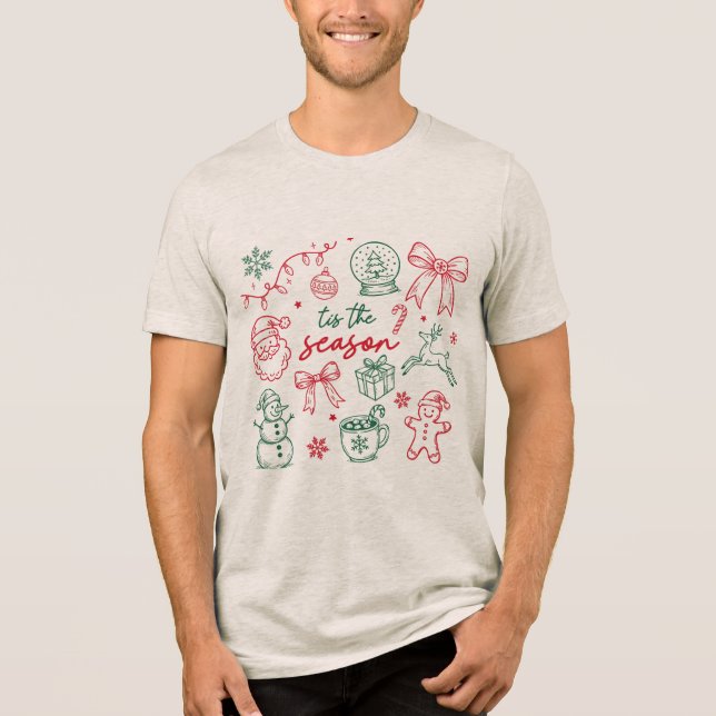 T-shirt En Tri-matière Tis the Season - Christmas Doodle (Recto)