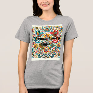T-shirt En Tri-matière Titre : Art populaire vibreant Modèle floral T-shi