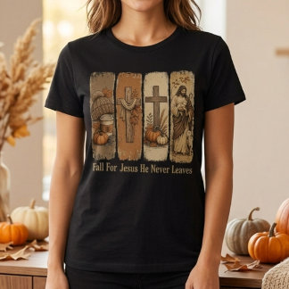 T-shirt En Tri-matière Tombez amoureux de Jésus, Il ne quitte jamais