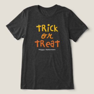 T-shirt En Tri-matière Tricoter ou traiter l'Halloween noir mignon orange