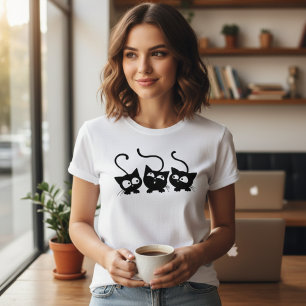 T-shirt En Tri-matière  Trio de chatons noirs curieux Amoureux des chats 