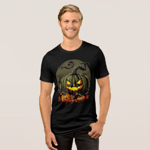 T-shirt En Tri-matière Trio de citrouilles sinistresuvre d'art Halloween