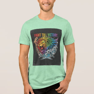 T-shirt En Tri-matière Triomphe Primitif : Lion multicolore et Épées croi