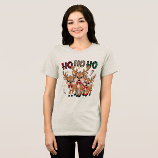 T-shirt En Tri-matière Trois amis rennes Ho Ho Ho Équipe de Noël