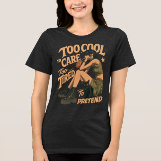 T-shirt En Tri-matière Trop Cool Pour Se Soucier Art De Chat Fatigué