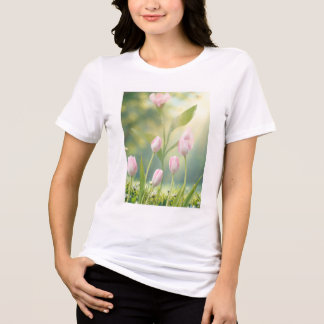 T-shirt En Tri-matière Tulipes roses tendres en fleurs