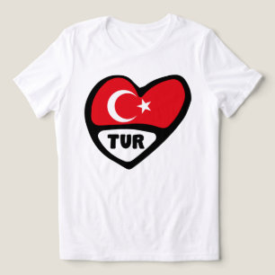 T-shirt En Tri-matière Turquie Coeur Drapeau TUR Code du pays