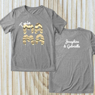 T-shirt En Tri-matière Twin Mama Custom Kids Noms Retro Cute Typographie