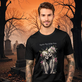 T-shirt En Tri-matière Two Romantic Gothic Human Skeletons Embracing