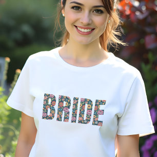 T-shirt En Tri-matière Typographie de mariée florale Enterrement de vie d