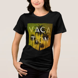 T-shirt En Tri-matière Typographie de vacances Graphisme Vert Blanc T-shi