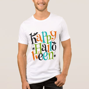 T-shirt En Tri-matière Typographie d'Halloween moderne Bats Araignées