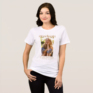 T-shirt En Tri-matière Typographie minimaliste Élégante Gold Photo Gradua
