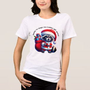 T-shirt En Tri-matière Un joli raton laveur en costume Père Noël prêt pou