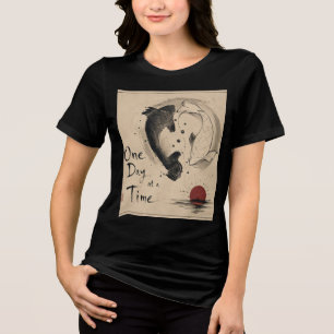 T-shirt En Tri-matière Un Jour à la Fois Yin Yang Poisson Koi Esthétique 