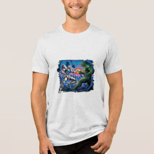 T-shirt En Tri-matière Un robot méca combattant un monstre géant