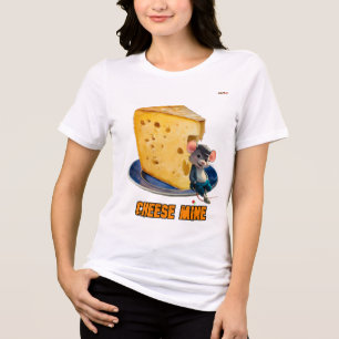 T-shirt En Tri-matière Une souris de dessin animé appuyée sur un fromage