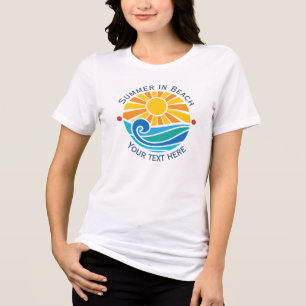 T-shirt En Tri-matière Vacances d'été à la plage avec soleil et vague de