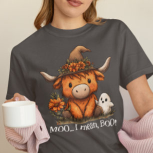 T-shirt En Tri-matière Vache Highland Moo je veux dire Boo Halloween Fant