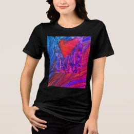 T-shirt En Tri-matière Valentine's Heart avec des graphismes rose et viol