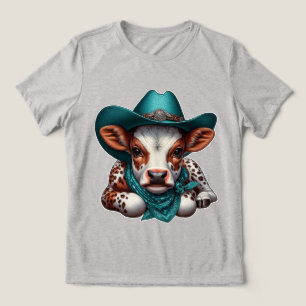 T-shirt En Tri-matière Veau adorable en Cowboy Casquette et Bandana