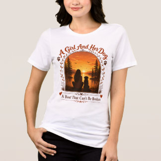 T-shirt En Tri-matière Vêtements Silhouette Fille et Chien, Cadeau pour A