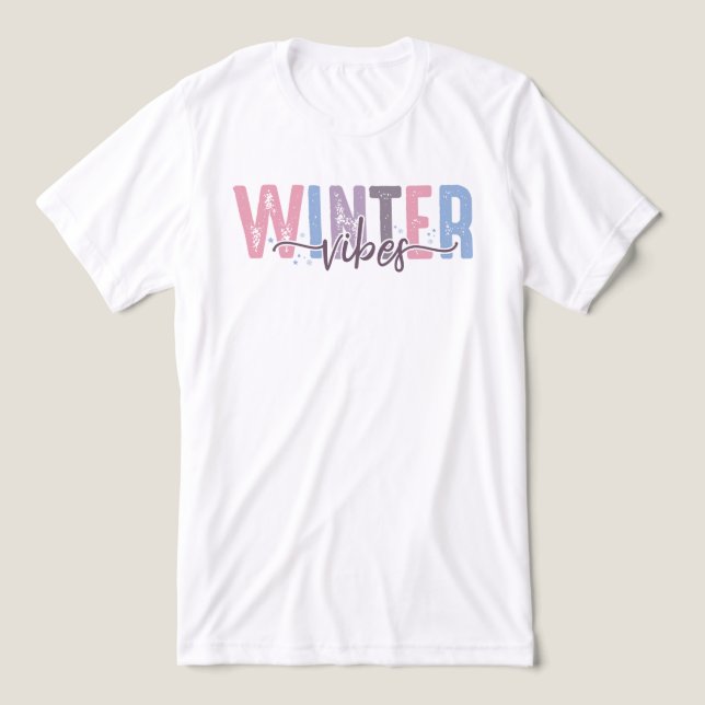 T-shirt En Tri-matière Vibes d'hiver - Typographie Pastel Soft (Design Recto)