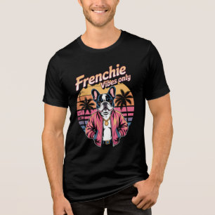 T-shirt En Tri-matière Vibes Frenchie Uniquement Rétro Coucher de Soleil 