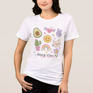 T-shirt En Tri-matière Vibes Heureuses Kawaii Doodle