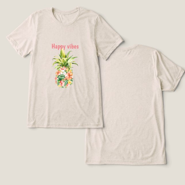 T-shirt En Tri-matière Vibes joyeuses florales d'ananas tropical (Design Recto & Verso)