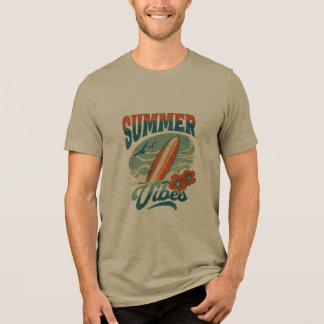 T-shirt En Tri-matière Vibes Rétro d'Été Planche de Surf Plage