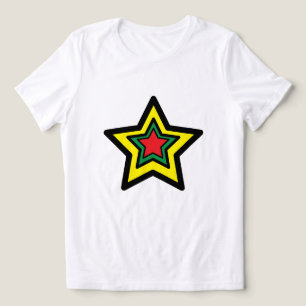 T-shirt En Tri-matière ⭐ Vibrant Triple Big Star Tee (Jaune, Vert, Rouge)