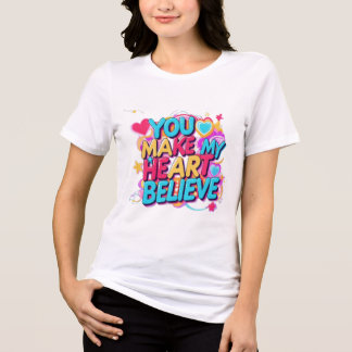 T-shirt En Tri-matière Vibrant "Vous faites croire mon coeur" typographie