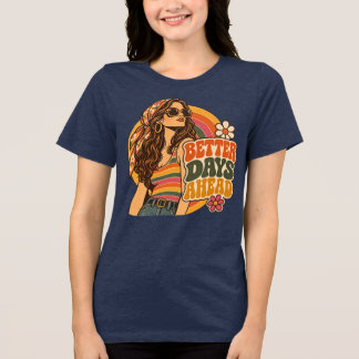 T-shirt En Tri-matière Vintage 70s Meilleurs Jours Devant Fille Hippie Ré