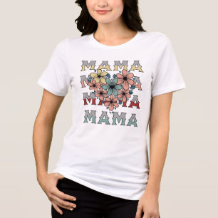 T-shirt En Tri-matière Vintage Floral Mama Design