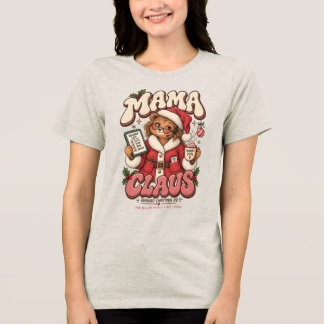 T-shirt En Tri-matière Vintage Retro Maman Claus Santa Ours Noël HQ