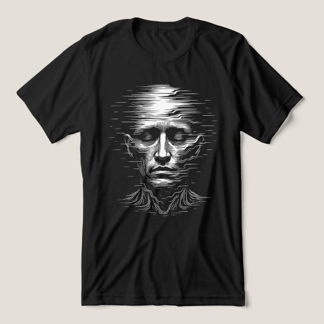 T-shirt En Tri-matière Visage Humain Défectueux – Distorsion Numérique Br (Design Recto)