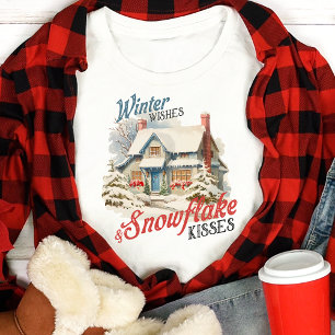 T-shirt En Tri-matière Vœux d'hiver et baisers de flocon de neige Vintage