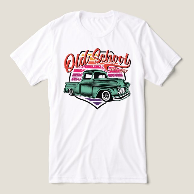 T-shirt En Tri-matière Voiture classique Vieux T-shirt école (Design Recto)