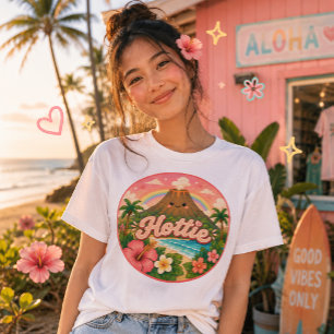 T-shirt En Tri-matière Volcan Mignon Kawaii Graphique Tropical