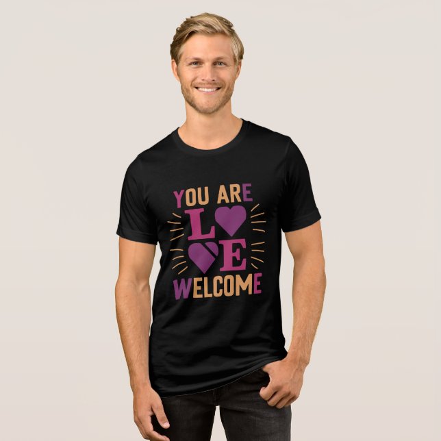 T-shirt En Tri-matière vous êtes le bienvenu noir solide triblend (Recto plein)