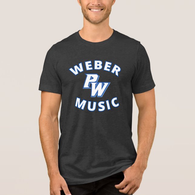 T-shirt En Tri-matière Weber Music (texte bleu) avec nouveau logo PW (Recto)