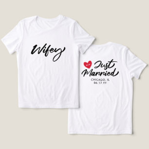 T-shirt En Tri-matière Wifey Juste Marié Mariage des initiales du coeur r