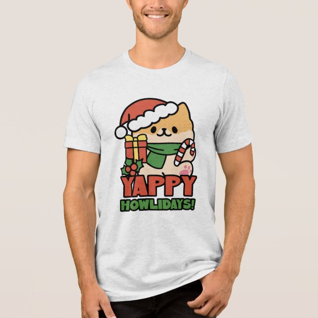 T-shirt En Tri-matière Yappy Howlidays - Jote Christmas Dog Cartoon (Recto)