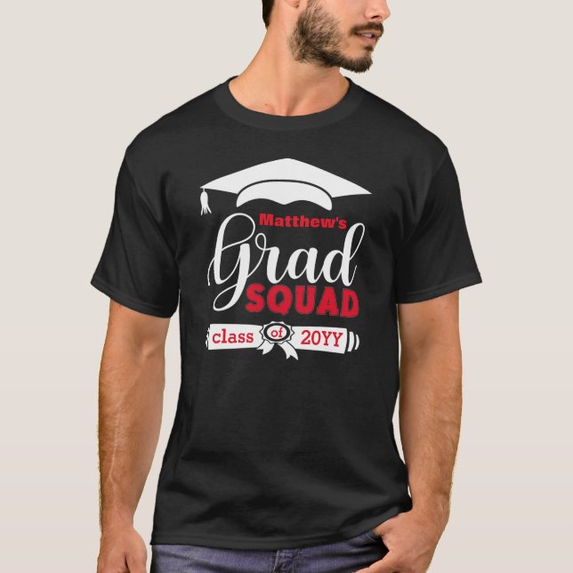 T-shirt Encadré blanc et rouge Personnalisé Mens Black Gra (Devant)