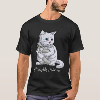 T-shirt Encephalitis Awareness Month Silver Ribbon Cat