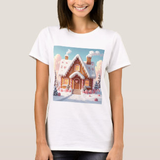 T-shirt Enchanted Gingerbread House in Pastel Winter 